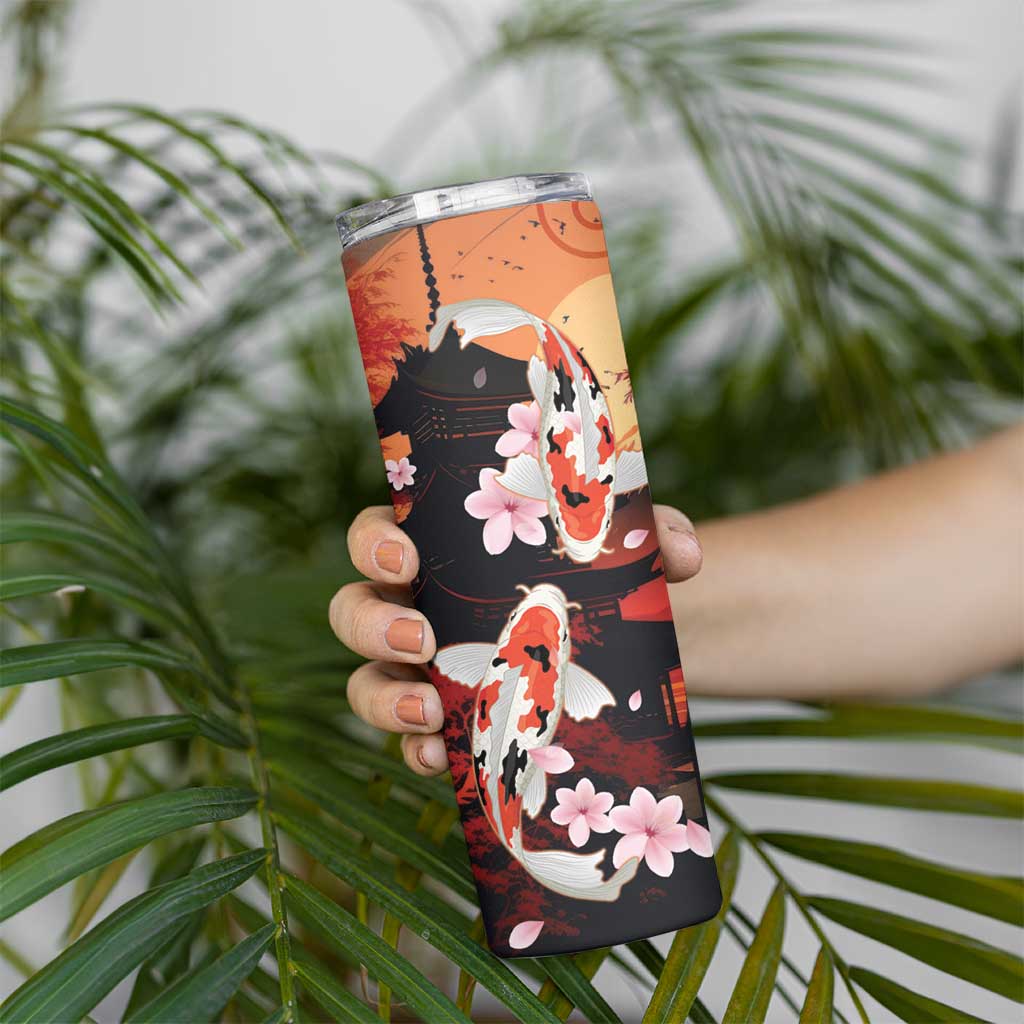 Hawaiian and Japanese Skinny Tumbler Koi Fish With Kanaka Polynesian Tattoo - Wonder Print Shop