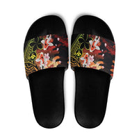 Hawaiian and Japanese Slide Sandals Koi Fish With Kanaka Polynesian Tattoo - Wonder Print Shop