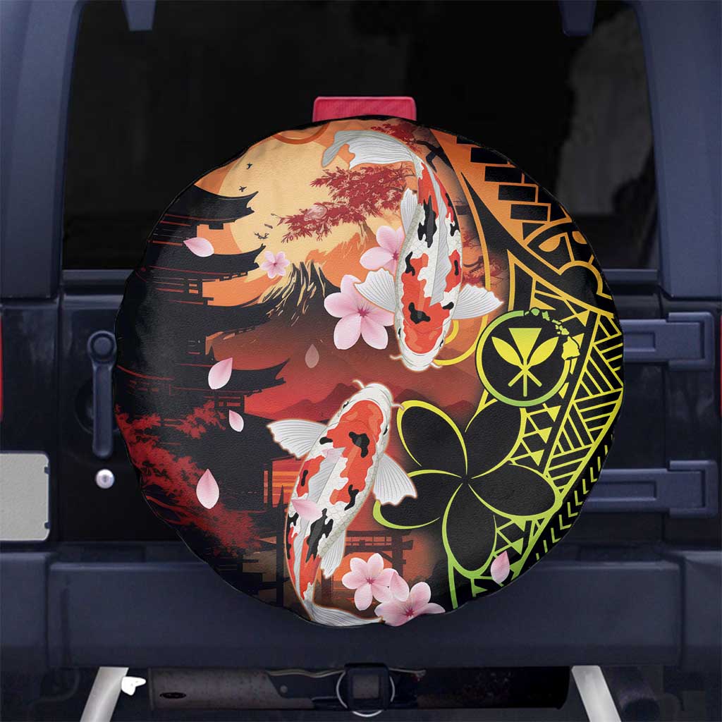 Hawaiian and Japanese Spare Tire Cover Koi Fish With Kanaka Polynesian Tattoo - Wonder Print Shop