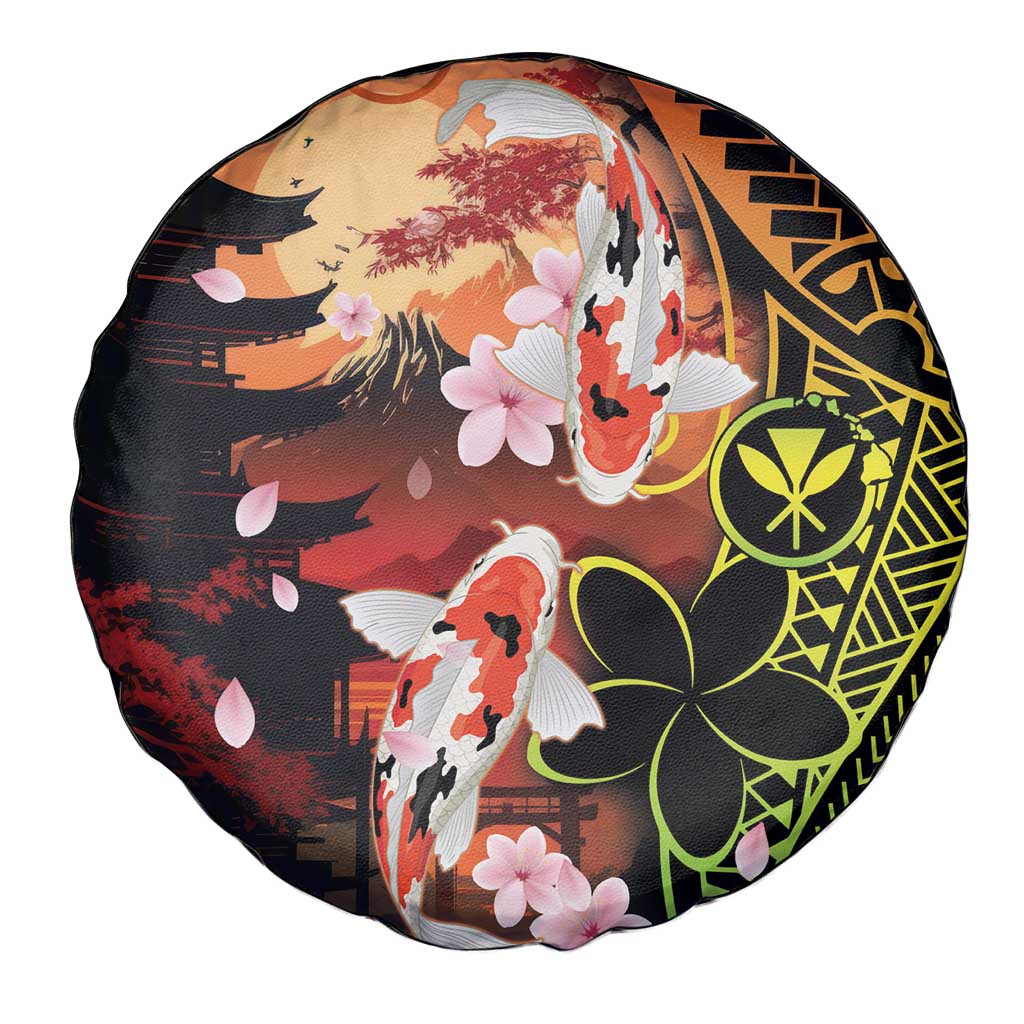 Hawaiian and Japanese Spare Tire Cover Koi Fish With Kanaka Polynesian Tattoo - Wonder Print Shop