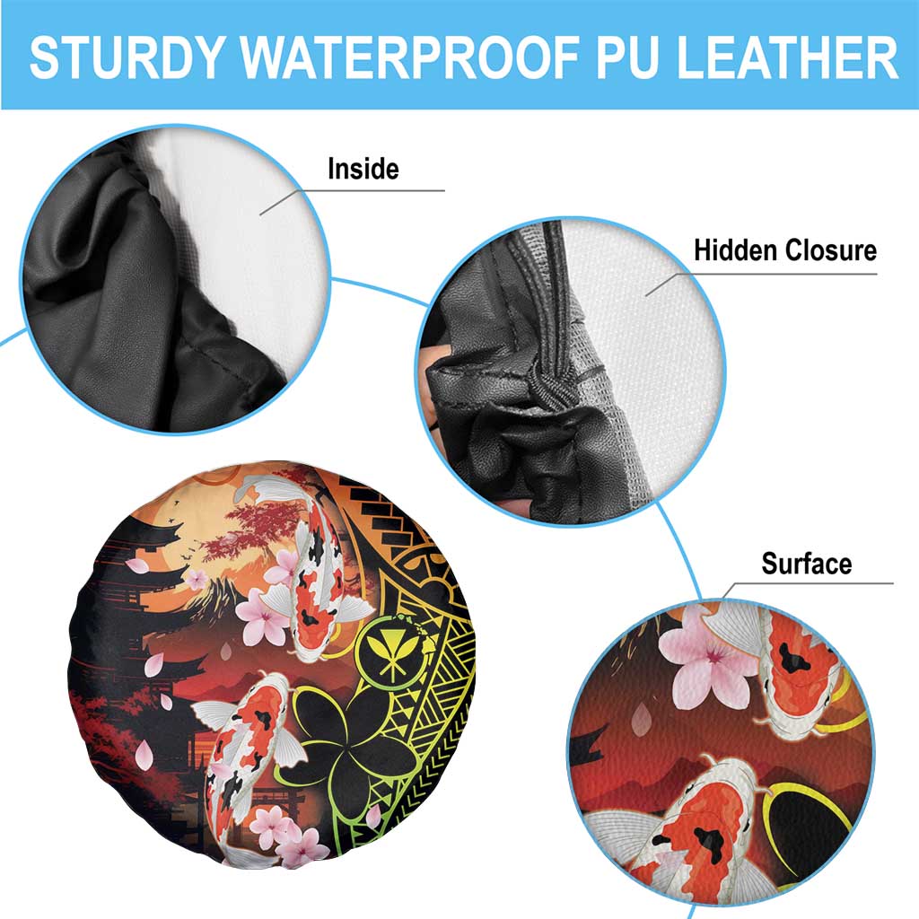 Hawaiian and Japanese Spare Tire Cover Koi Fish With Kanaka Polynesian Tattoo - Wonder Print Shop