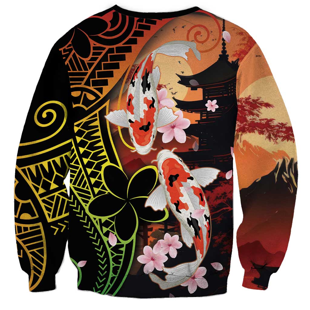 Hawaiian and Japanese Sweatshirt Koi Fish With Kanaka Polynesian Tattoo - Wonder Print Shop
