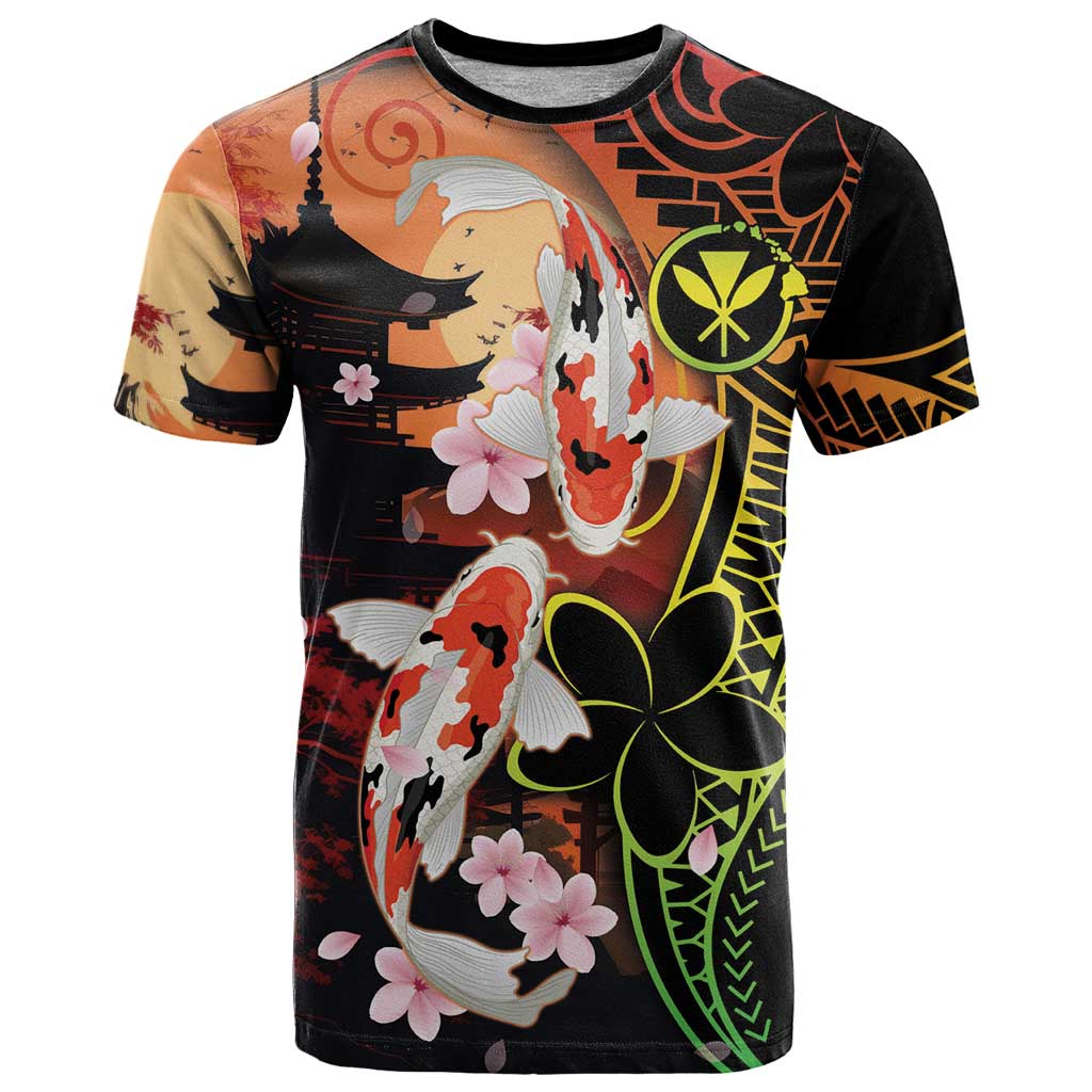 Hawaiian and Japanese T Shirt Koi Fish With Kanaka Polynesian Tattoo - Wonder Print Shop