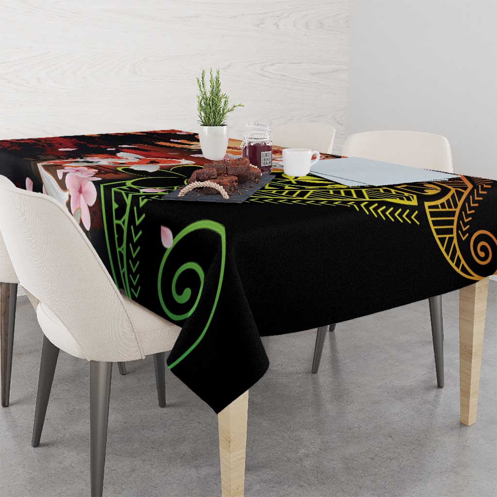 Hawaiian and Japanese Tablecloth Koi Fish With Kanaka Polynesian Tattoo - Wonder Print Shop