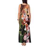 Hawaiian and Japanese Tank Maxi Dress Koi Fish With Kanaka Polynesian Tattoo - Wonder Print Shop