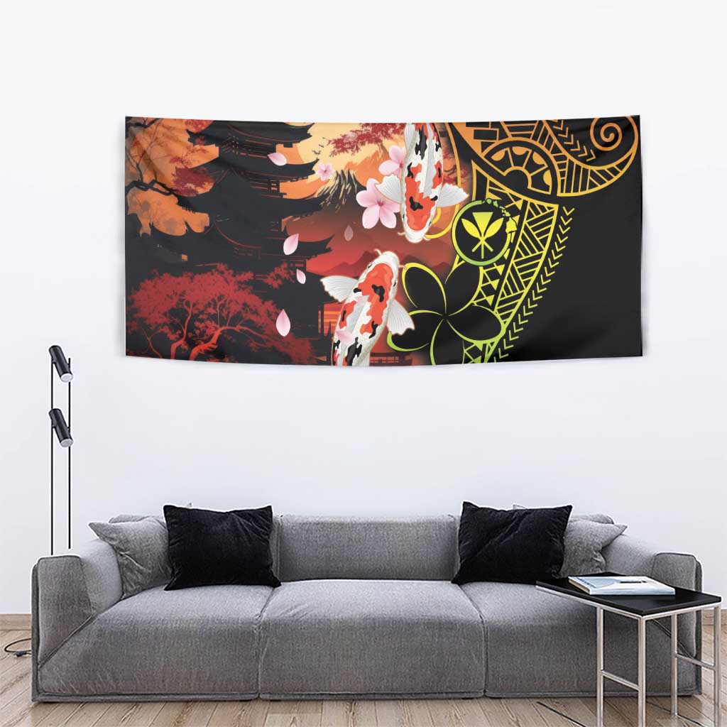 Hawaiian and Japanese Tapestry Koi Fish With Kanaka Polynesian Tattoo - Wonder Print Shop