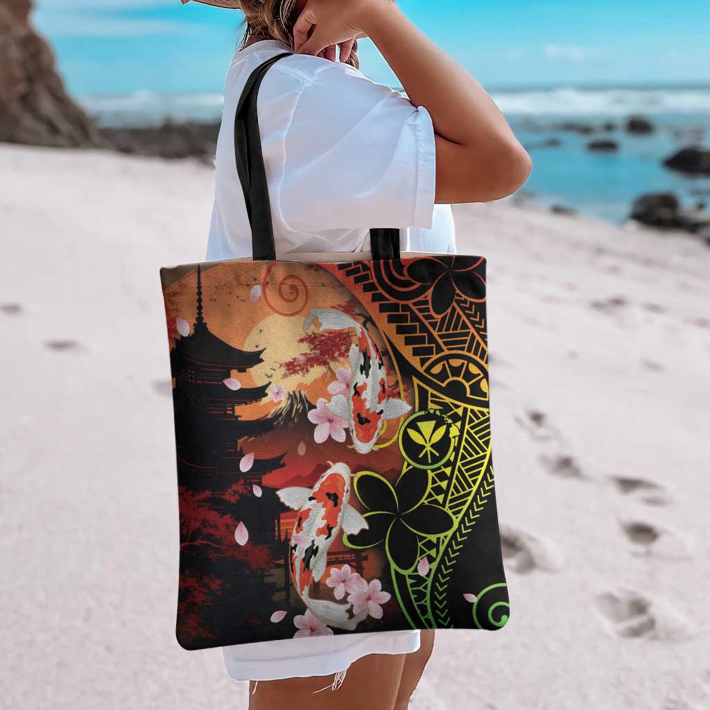 Hawaiian and Japanese Tote Bag Koi Fish With Kanaka Polynesian Tattoo - Wonder Print Shop