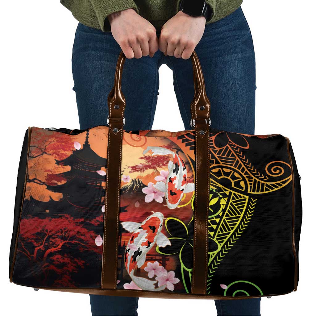 Hawaiian and Japanese Travel Bag Koi Fish With Kanaka Polynesian Tattoo - Wonder Print Shop