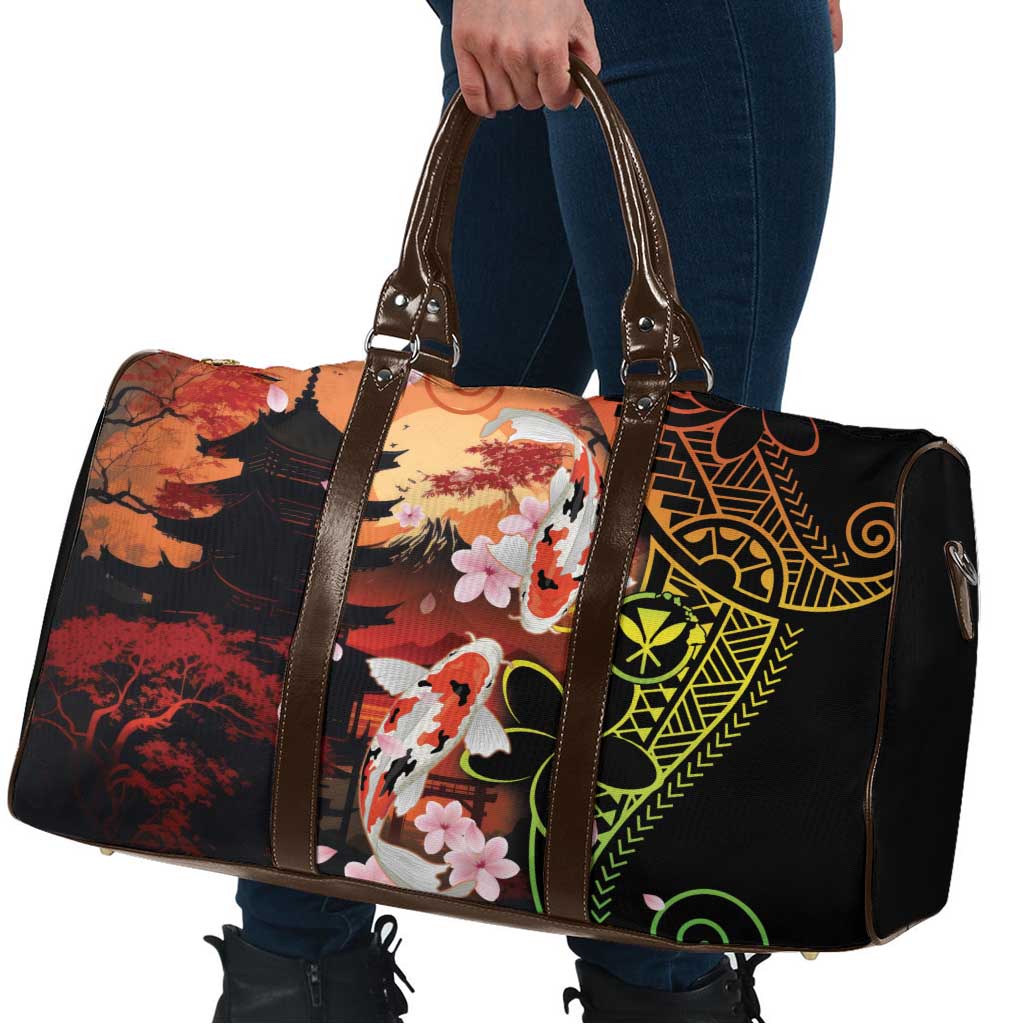Hawaiian and Japanese Travel Bag Koi Fish With Kanaka Polynesian Tattoo - Wonder Print Shop
