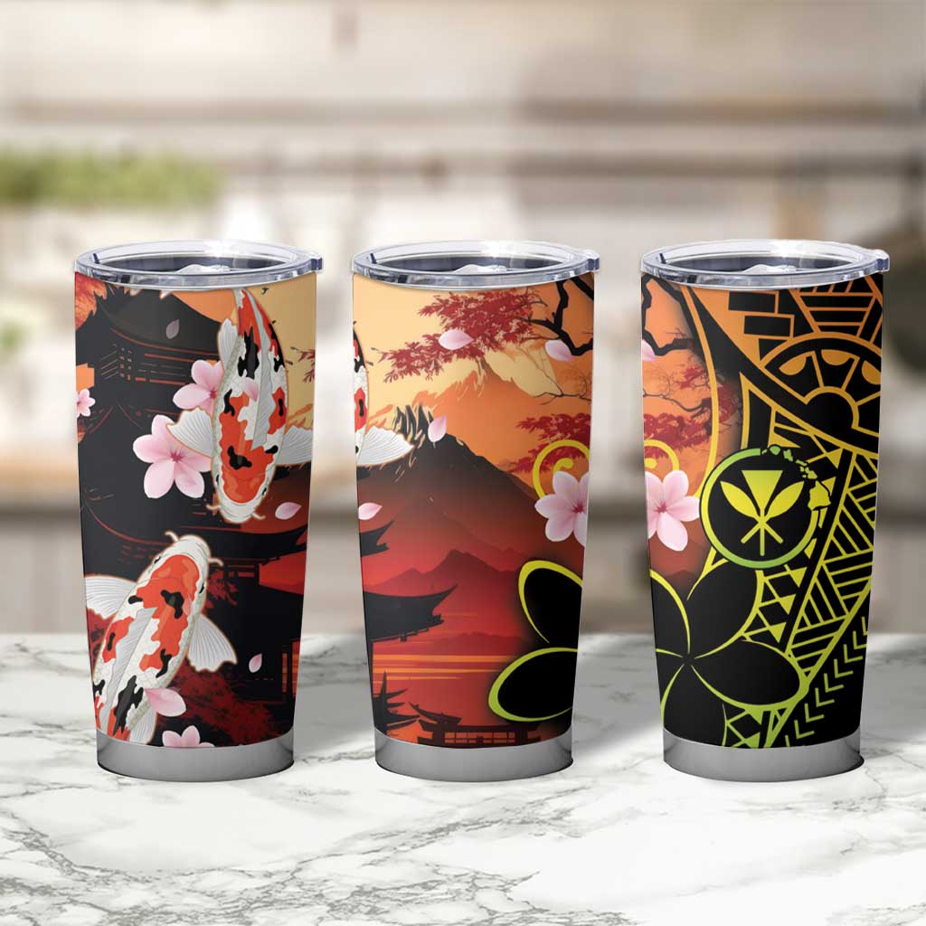 Hawaiian and Japanese Tumbler Cup Koi Fish With Kanaka Polynesian Tattoo - Wonder Print Shop
