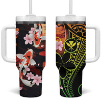 Hawaiian and Japanese Tumbler With Handle Koi Fish With Kanaka Polynesian Tattoo - Wonder Print Shop