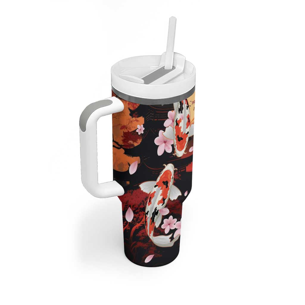 Hawaiian and Japanese Tumbler With Handle Koi Fish With Kanaka Polynesian Tattoo - Wonder Print Shop