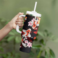 Hawaiian and Japanese Tumbler With Handle Koi Fish With Kanaka Polynesian Tattoo - Wonder Print Shop