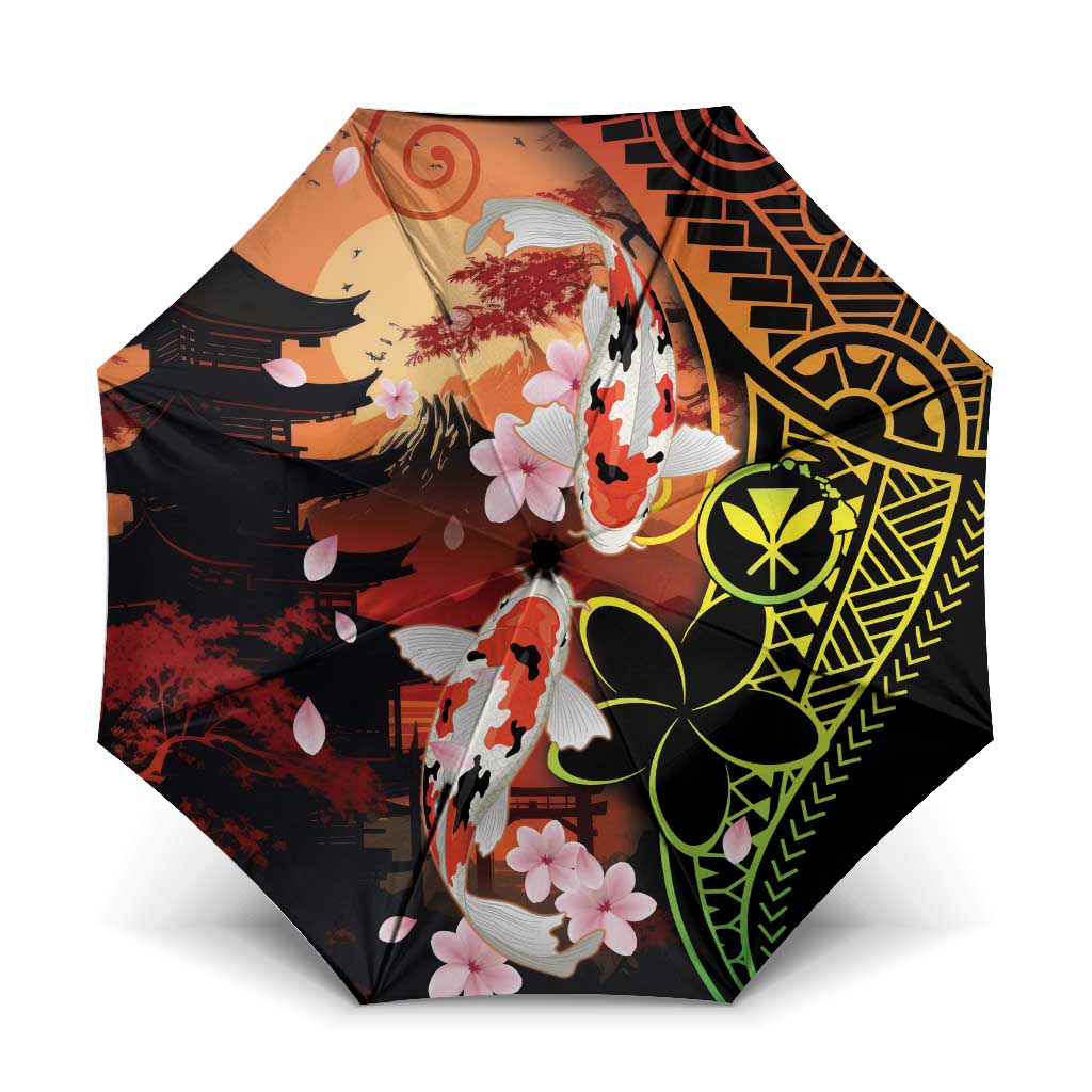 Hawaiian and Japanese Umbrella Koi Fish With Kanaka Polynesian Tattoo - Wonder Print Shop