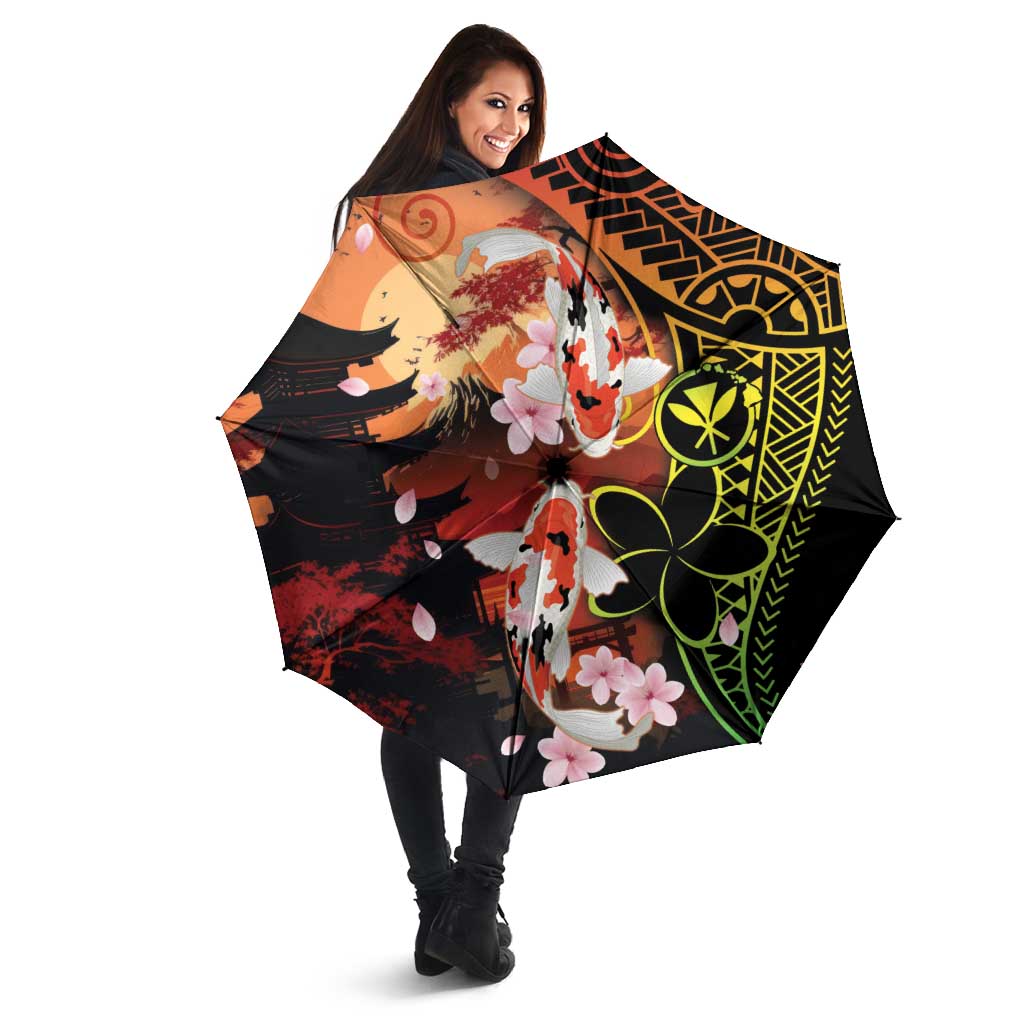 Hawaiian and Japanese Umbrella Koi Fish With Kanaka Polynesian Tattoo - Wonder Print Shop