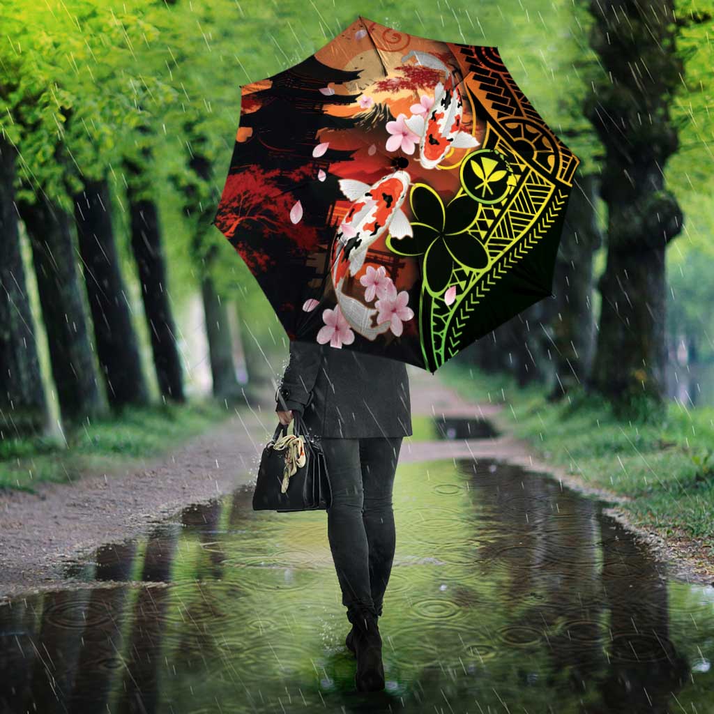 Hawaiian and Japanese Umbrella Koi Fish With Kanaka Polynesian Tattoo - Wonder Print Shop