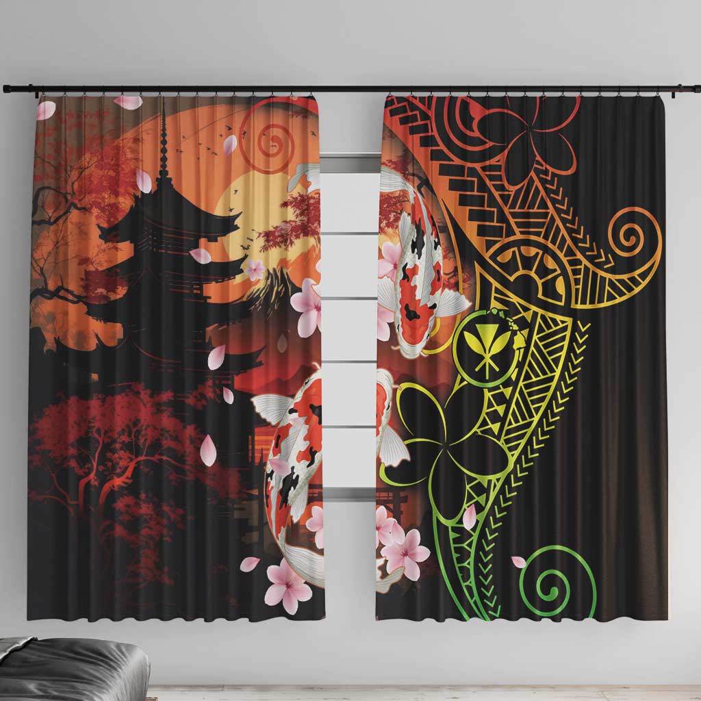 Hawaiian and Japanese Window Curtain Koi Fish With Kanaka Polynesian Tattoo - Wonder Print Shop