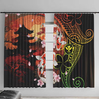 Hawaiian and Japanese Window Curtain Koi Fish With Kanaka Polynesian Tattoo - Wonder Print Shop