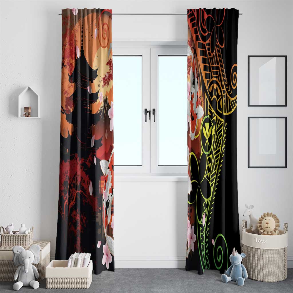Hawaiian and Japanese Window Curtain Koi Fish With Kanaka Polynesian Tattoo - Wonder Print Shop