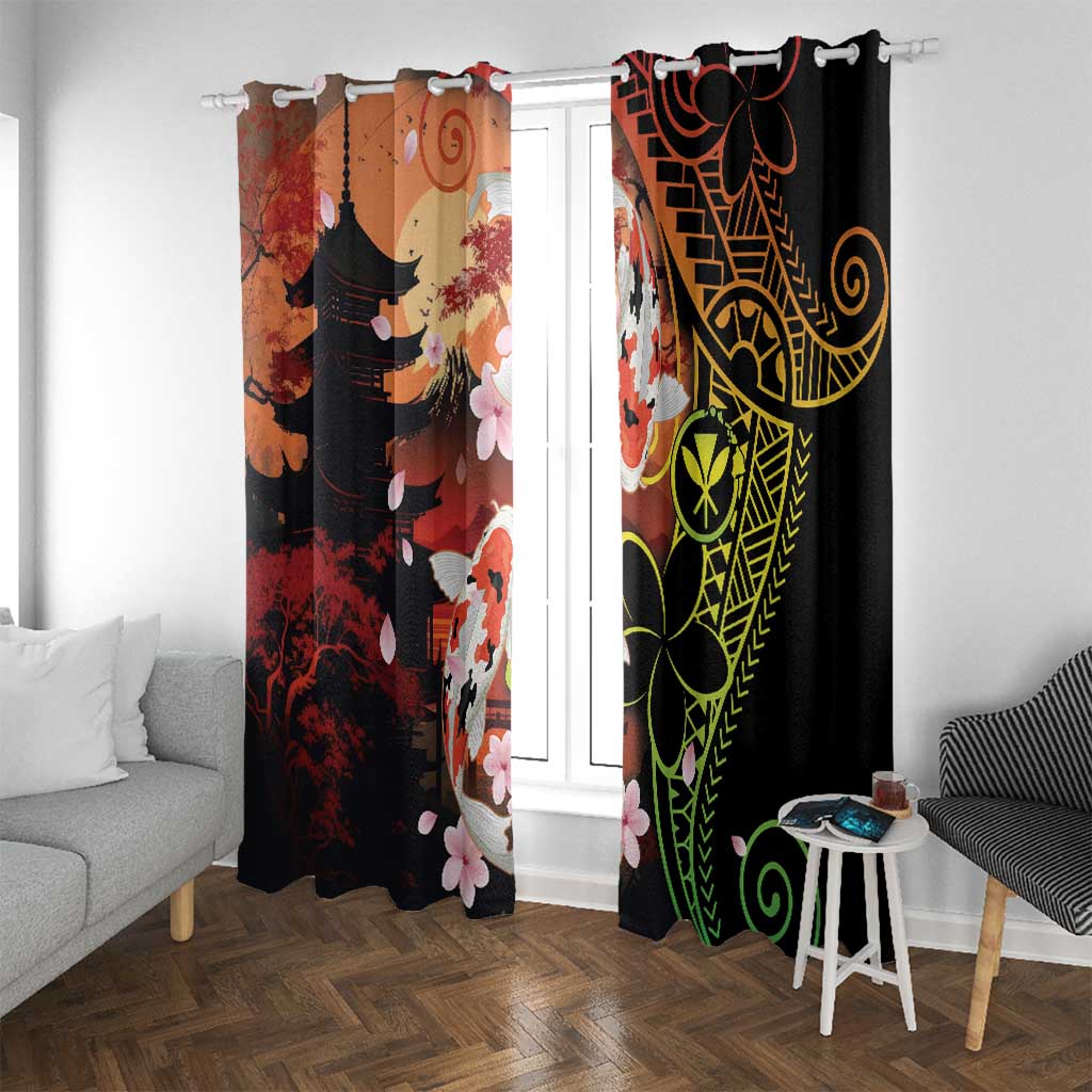 Hawaiian and Japanese Window Curtain Koi Fish With Kanaka Polynesian Tattoo - Wonder Print Shop