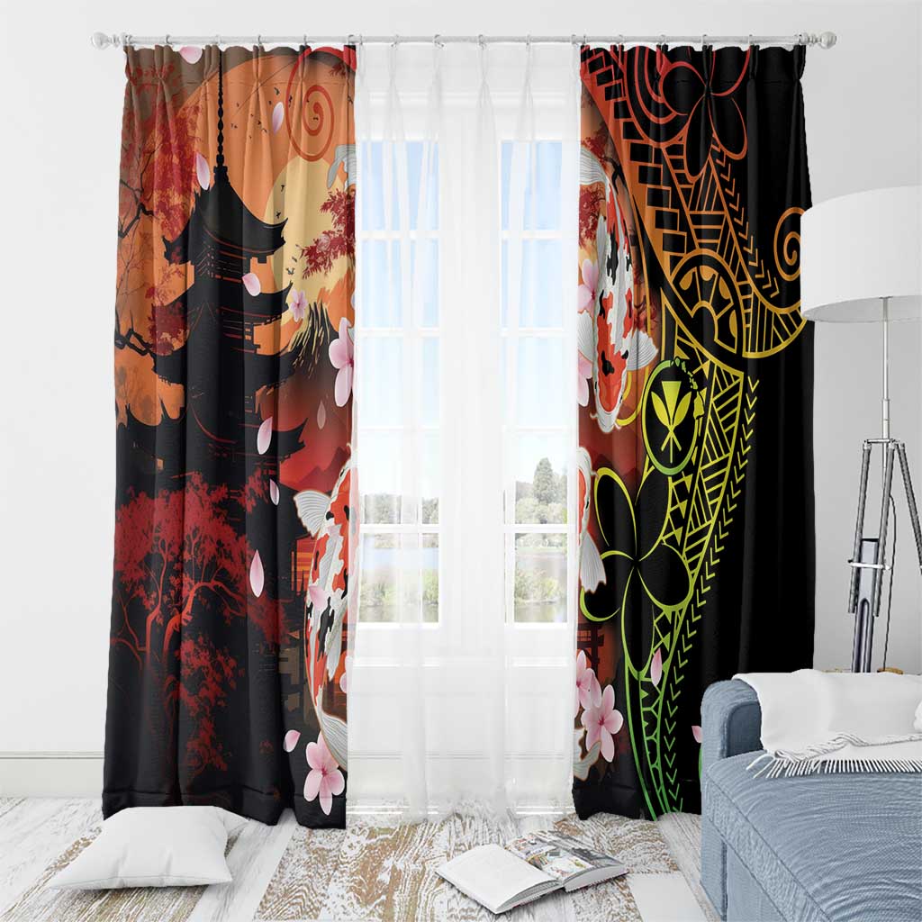 Hawaiian and Japanese Window Curtain Koi Fish With Kanaka Polynesian Tattoo - Wonder Print Shop
