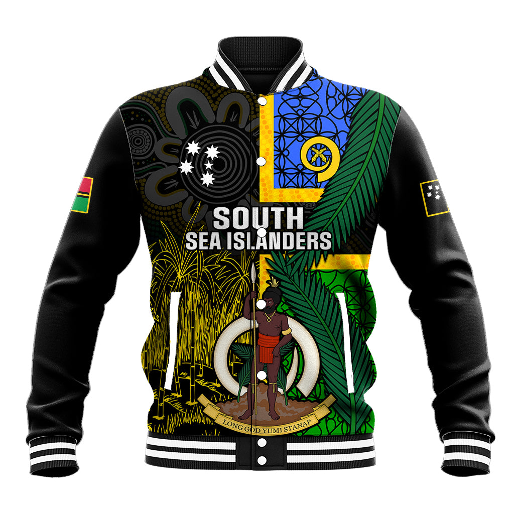 Personalised South Sea Islanders Baseball Jacket Kanakas With Vanuatu Coat Of Arms - Wonder Print Shop