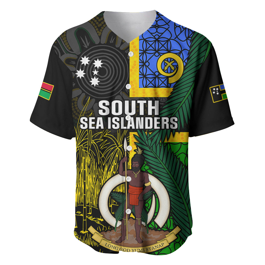 Personalised South Sea Islanders Baseball Jersey Kanakas With Vanuatu Coat Of Arms - Wonder Print Shop