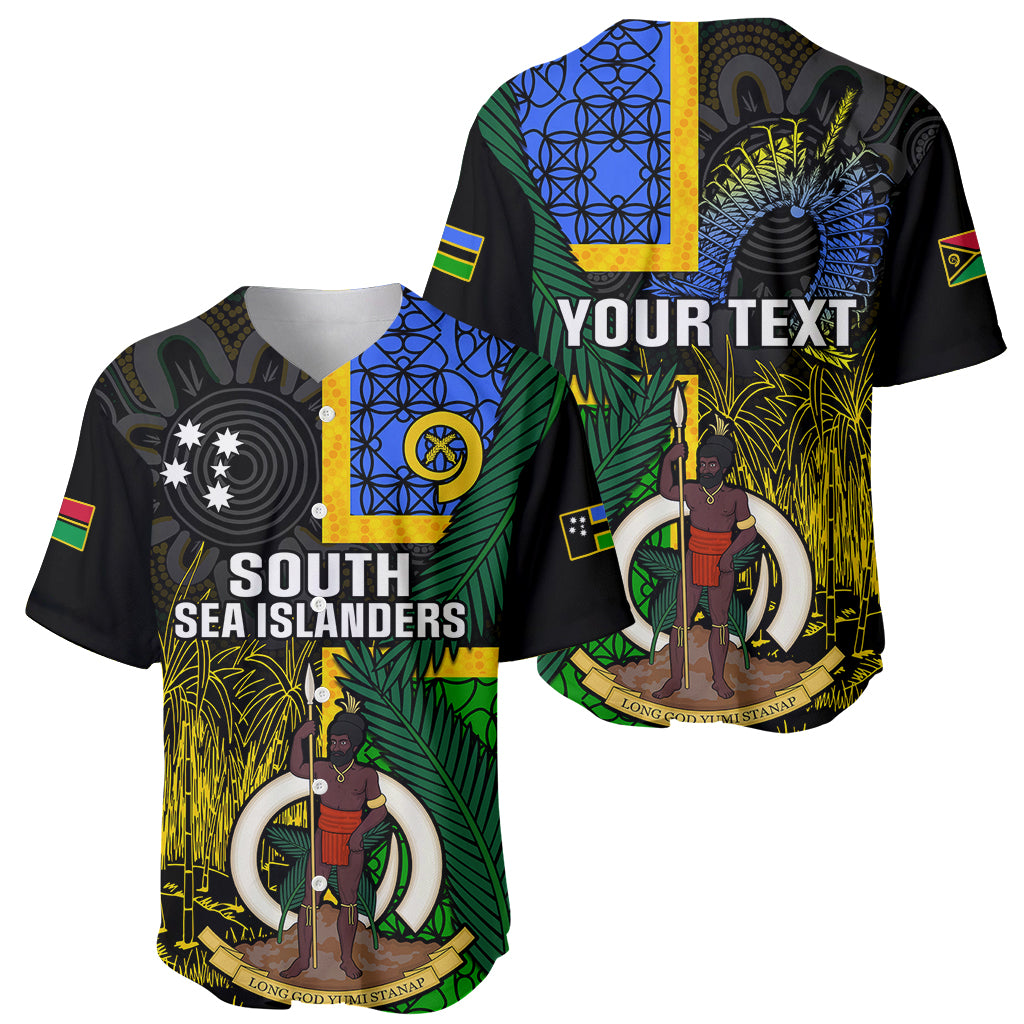 Personalised South Sea Islanders Baseball Jersey Kanakas With Vanuatu Coat Of Arms - Wonder Print Shop