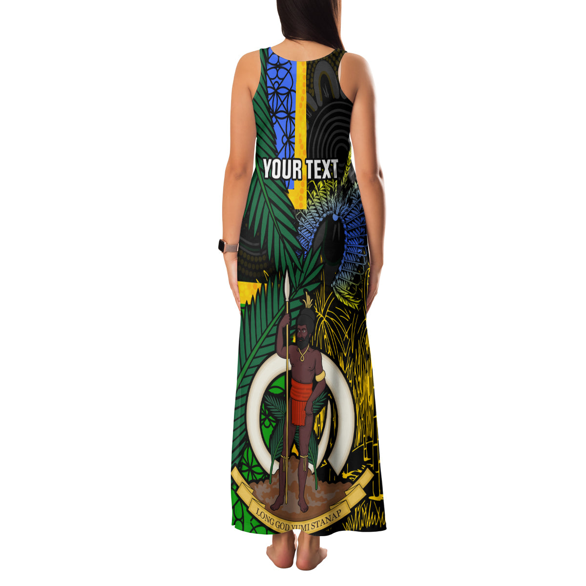 Personalised South Sea Islanders Family Matching Tank Maxi Dress and Hawaiian Shirt Kanakas With Vanuatu Coat Of Arms - Wonder Print Shop