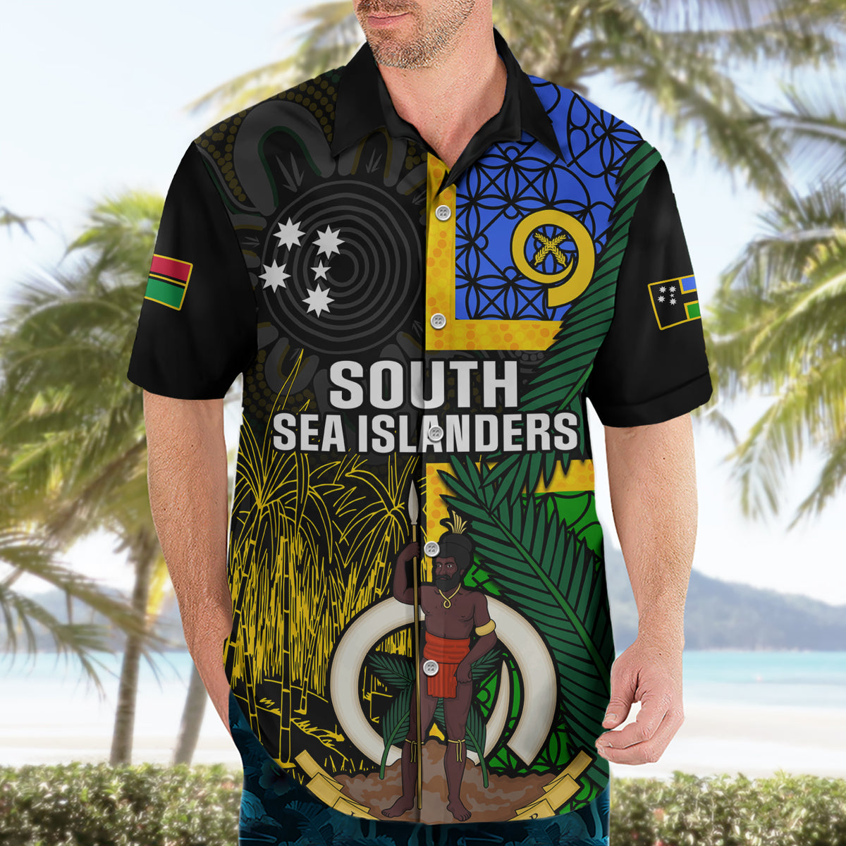 Personalised South Sea Islanders Hawaiian Shirt Kanakas With Vanuatu Coat Of Arms - Wonder Print Shop