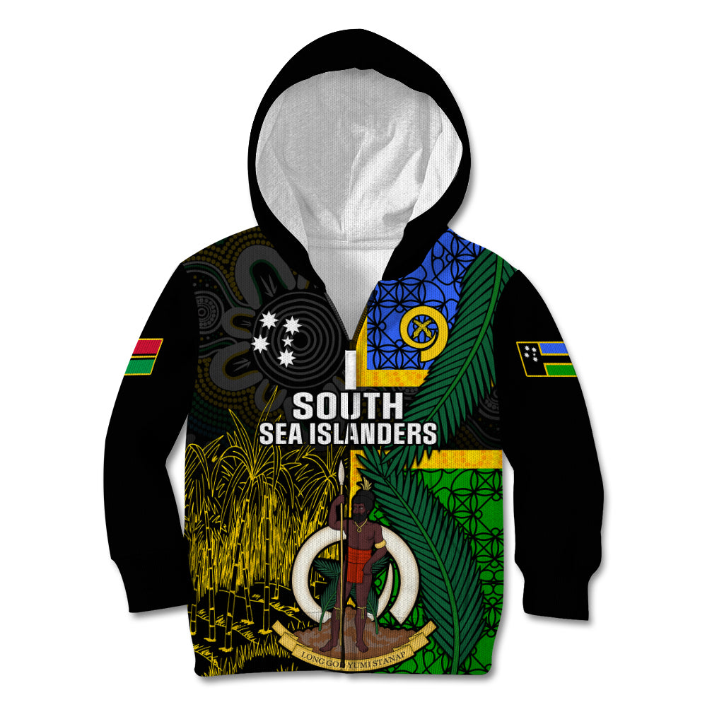 Personalised South Sea Islanders Kid Hoodie Kanakas With Vanuatu Coat Of Arms - Wonder Print Shop