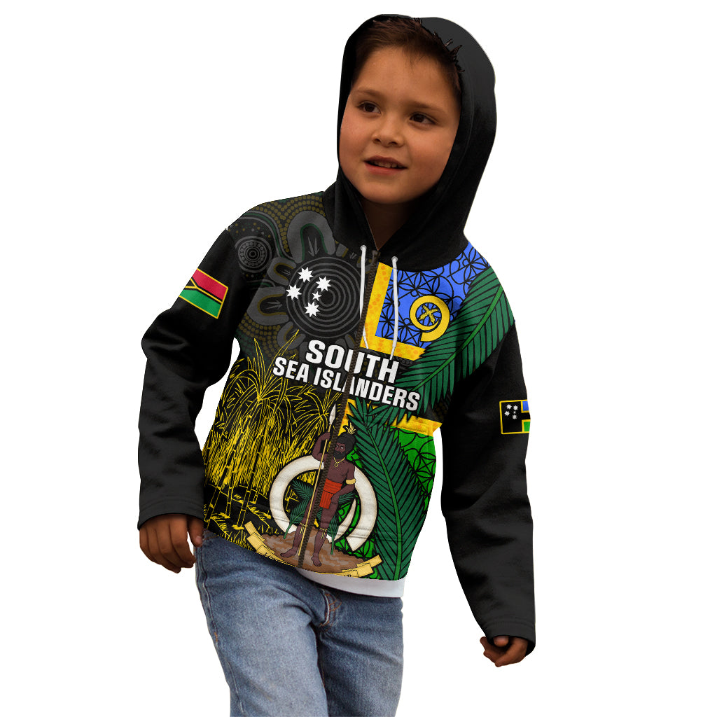 Personalised South Sea Islanders Kid Hoodie Kanakas With Vanuatu Coat Of Arms - Wonder Print Shop