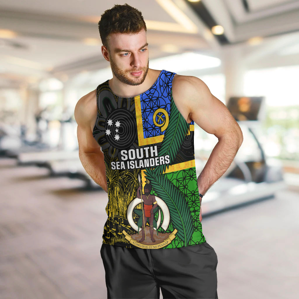 Personalised South Sea Islanders Men Tank Top Kanakas With Vanuatu Coat Of Arms - Wonder Print Shop