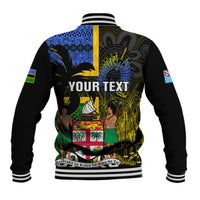 Personalised South Sea Islanders Baseball Jacket Kanakas With Fiji Coat Of Arms - Wonder Print Shop
