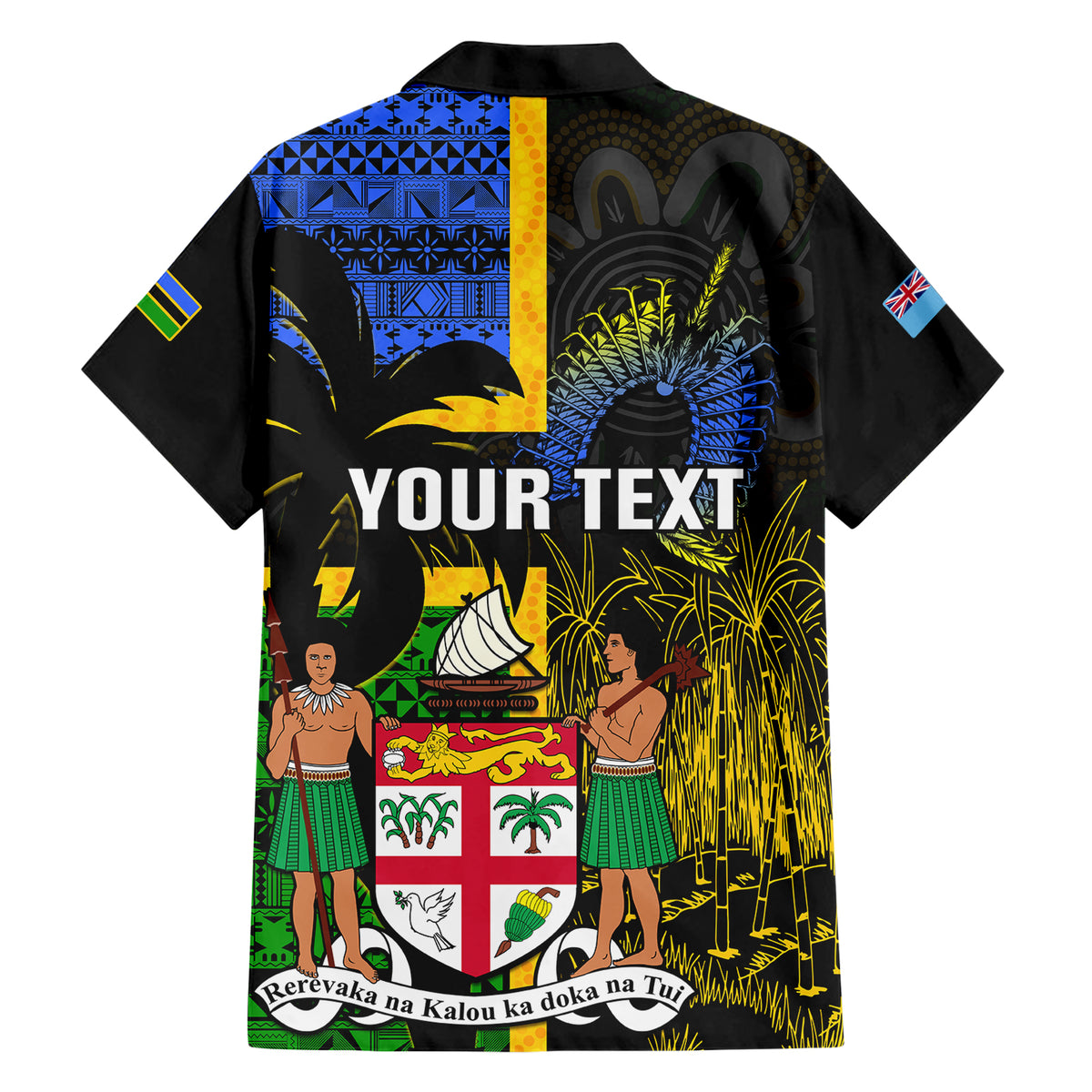 Personalised South Sea Islanders Family Matching Short Sleeve Bodycon Dress and Hawaiian Shirt Kanakas With Fiji Coat Of Arms - Wonder Print Shop