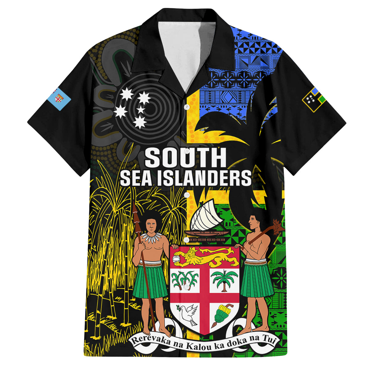 Personalised South Sea Islanders Family Matching Tank Maxi Dress and Hawaiian Shirt Kanakas With Fiji Coat Of Arms - Wonder Print Shop