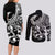 Personalised Polynesia Couples Matching Long Sleeve Bodycon Dress and Long Sleeve Button Shirts Fish Hook Tattoo Go Fishing Polynesian Pattern Black - Wonder Print Shop