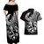 Personalised Polynesia Couples Matching Off Shoulder Maxi Dress and Hawaiian Shirt Fish Hook Tattoo Go Fishing Polynesian Pattern Black - Wonder Print Shop
