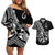 Personalised Polynesia Couples Matching Off Shoulder Short Dress and Hawaiian Shirt Fish Hook Tattoo Go Fishing Polynesian Pattern Black - Wonder Print Shop
