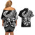 Personalised Polynesia Couples Matching Off Shoulder Short Dress and Hawaiian Shirt Fish Hook Tattoo Go Fishing Polynesian Pattern Black - Wonder Print Shop