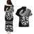 Personalised Polynesia Couples Matching Puletasi Dress and Hawaiian Shirt Fish Hook Tattoo Go Fishing Polynesian Pattern Black - Wonder Print Shop