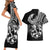 Personalised Polynesia Couples Matching Short Sleeve Bodycon Dress and Hawaiian Shirt Fish Hook Tattoo Go Fishing Polynesian Pattern Black - Wonder Print Shop