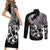 Personalised Polynesia Couples Matching Short Sleeve Bodycon Dress and Long Sleeve Button Shirts Fish Hook Tattoo Go Fishing Polynesian Pattern Black - Wonder Print Shop