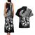 Personalised Polynesia Couples Matching Tank Maxi Dress and Hawaiian Shirt Fish Hook Tattoo Go Fishing Polynesian Pattern Black - Wonder Print Shop