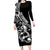 Personalised Polynesia Family Matching Long Sleeve Bodycon Dress and Hawaiian Shirt Fish Hook Tattoo Go Fishing Polynesian Pattern Black - Wonder Print Shop