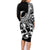 Personalised Polynesia Family Matching Long Sleeve Bodycon Dress and Hawaiian Shirt Fish Hook Tattoo Go Fishing Polynesian Pattern Black - Wonder Print Shop