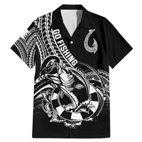 Personalised Polynesia Family Matching Mermaid Dress and Hawaiian Shirt Fish Hook Tattoo Go Fishing Polynesian Pattern Black - Wonder Print Shop
