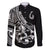 Personalised Polynesia Family Matching Off Shoulder Long Sleeve Dress and Hawaiian Shirt Fish Hook Tattoo Go Fishing Polynesian Pattern Black - Wonder Print Shop
