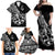 Personalised Polynesia Family Matching Off Shoulder Maxi Dress and Hawaiian Shirt Fish Hook Tattoo Go Fishing Polynesian Pattern Black - Wonder Print Shop