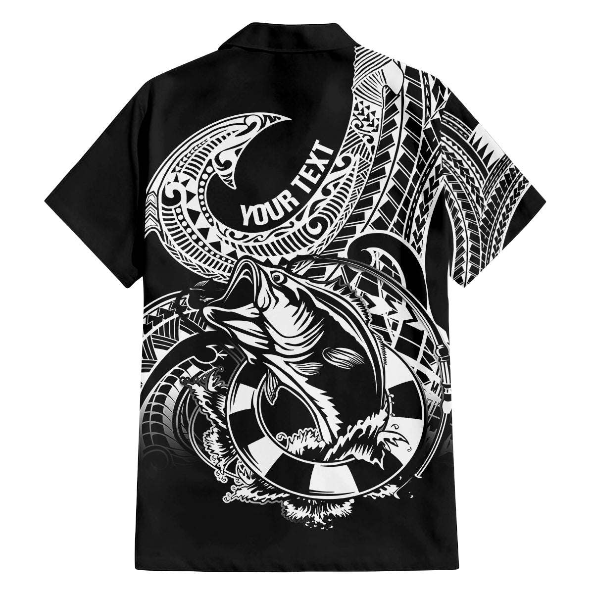 Personalised Polynesia Family Matching Off Shoulder Maxi Dress and Hawaiian Shirt Fish Hook Tattoo Go Fishing Polynesian Pattern Black - Wonder Print Shop